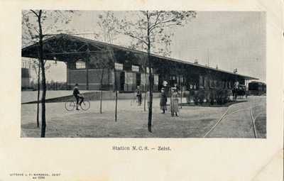 15730 Gezicht op de straatzijde van het station van de Nederlandse Centraal Spoorwegmaatschappij (N.C.S.-station Zeist) ...